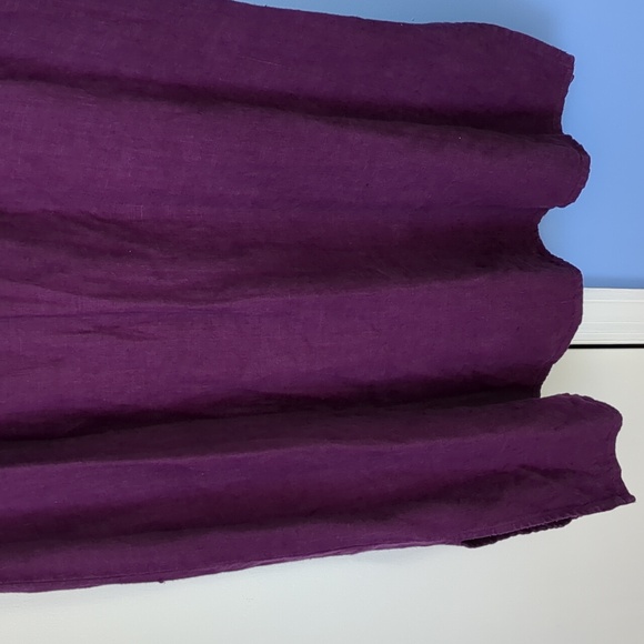 23" Pit-to-Pit MHM Melissa Harper 100% Linen Purple Dress HAS POCKETS - Picture 11 of 11